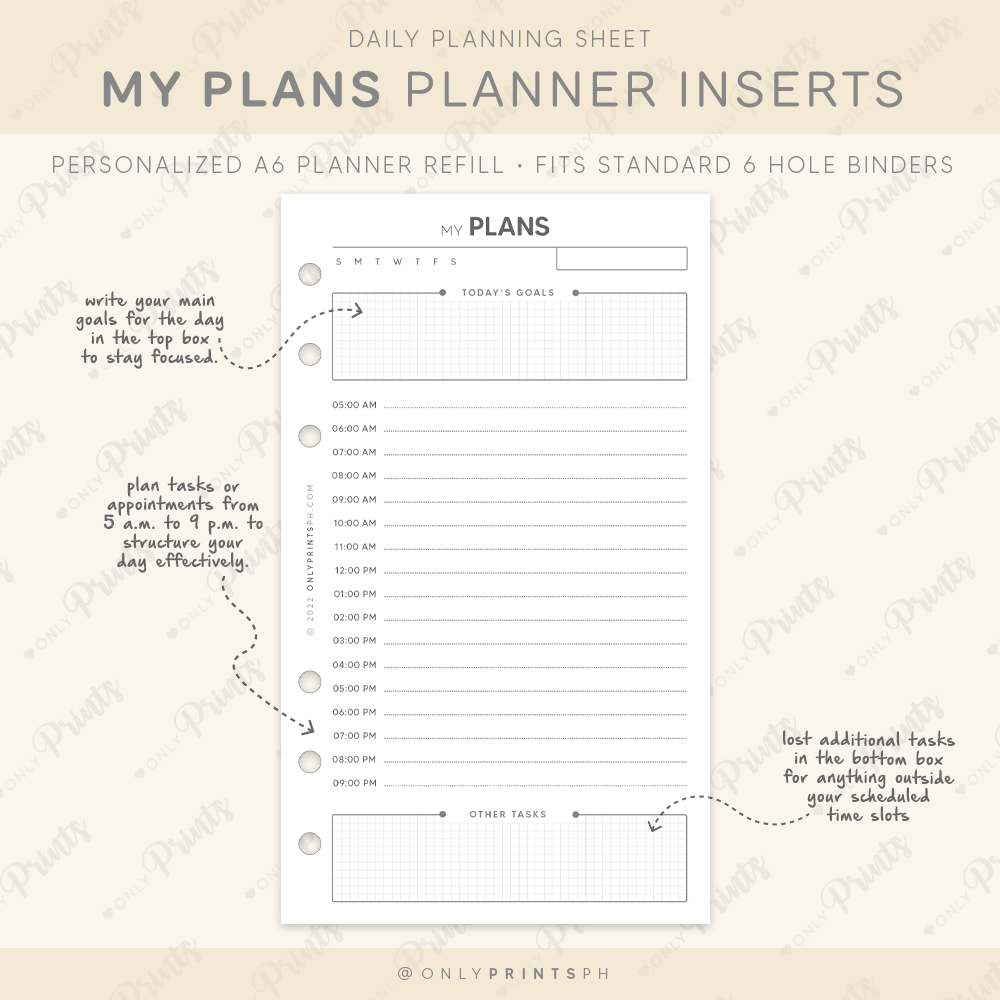 A6 My Plans Planner Inserts · OnlyPrints