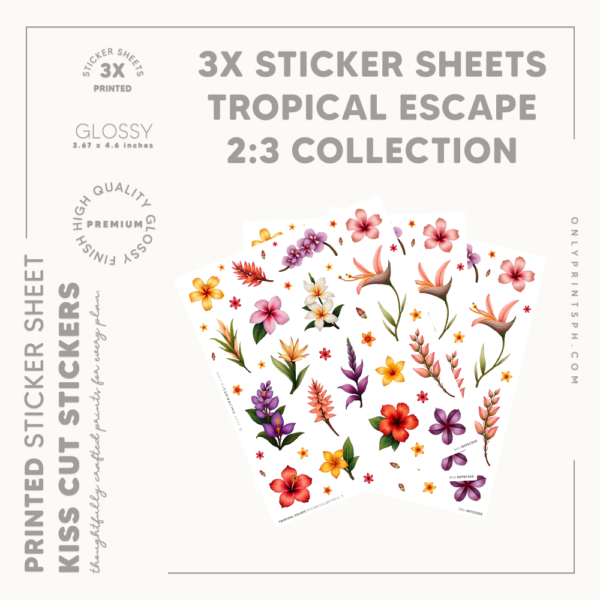 Tropical Flowers 3x Sticker Sheet Set · OnlyPrints