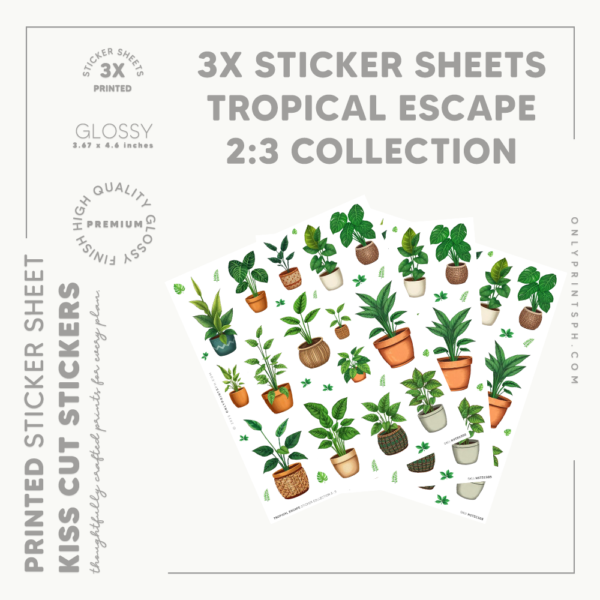 Tropical Potted Plants 3x Sticker Sheet Set · OnlyPrints