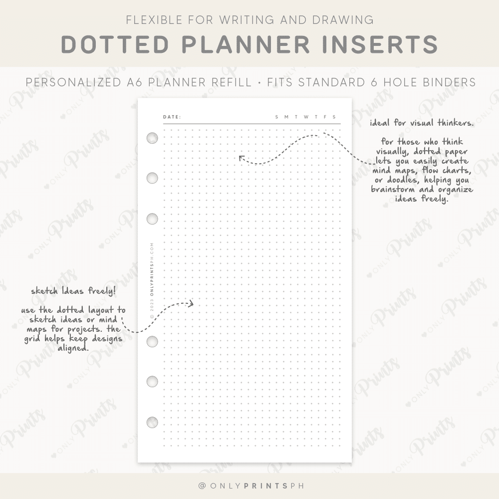 A6 Dotted Planner Inserts · OnlyPrints