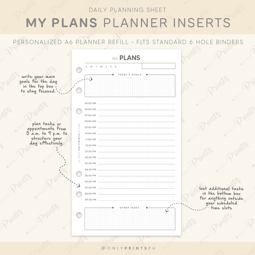 A6 My Plans Planner Inserts · OnlyPrints